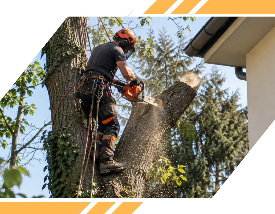 arborista seče stablo u blizini kuće, profesionalno sečenje stabala, pozovite nas: 063617464